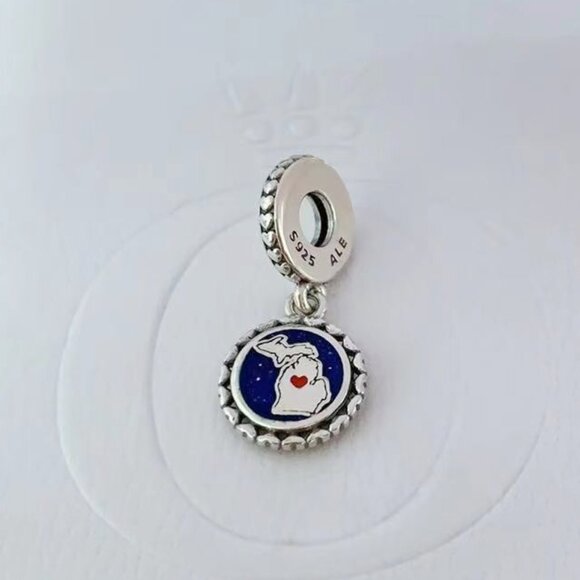 Pandora Michigan Map Home Sweet Home Exclusive Charm Pendant - Picture 1 of 2